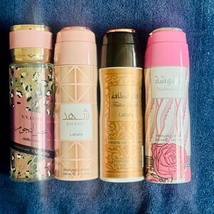 Lattafa & Assorted Pink Perfumed Body Mists - Set of 4